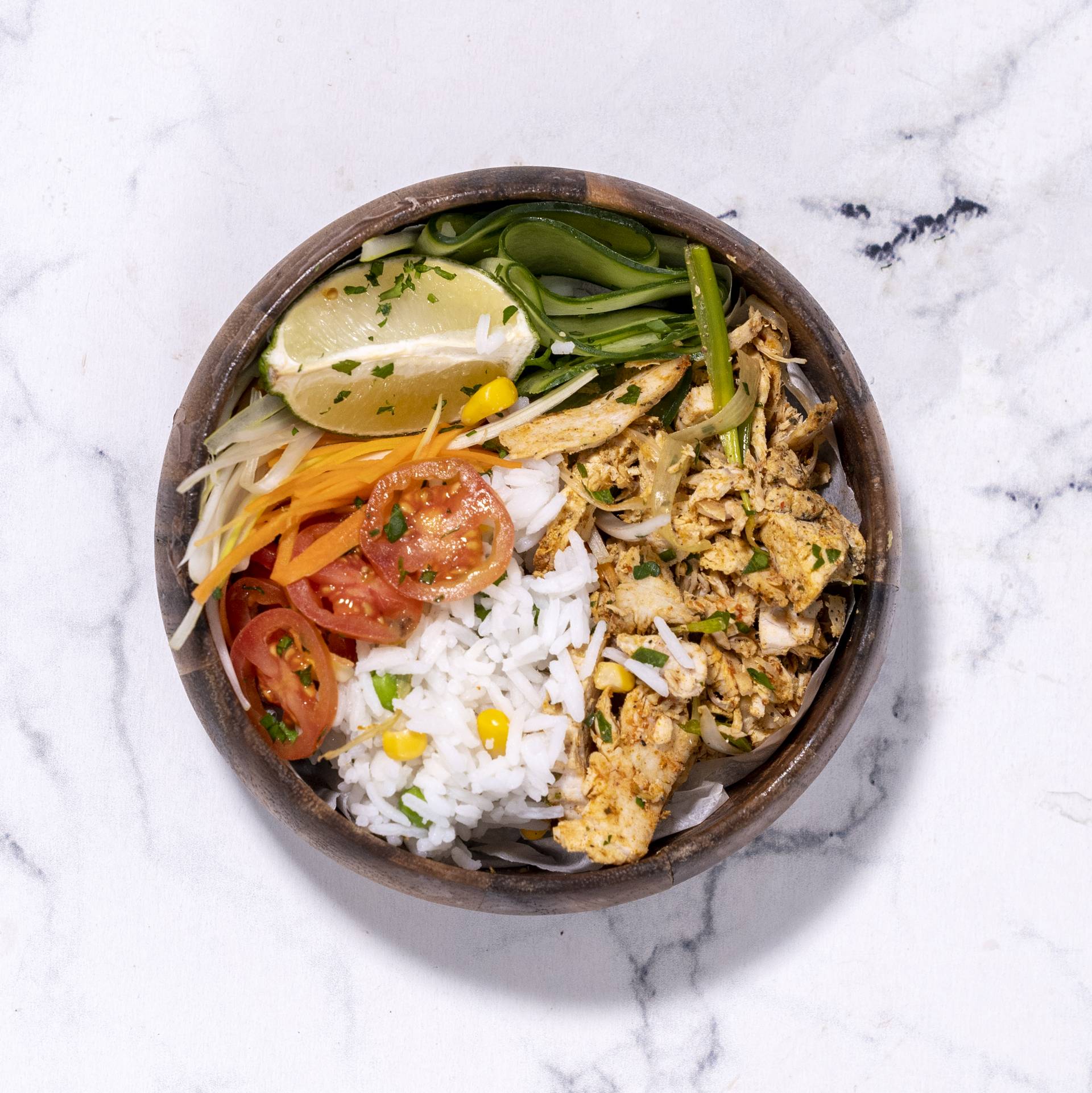 Spiced chicken rice bowl